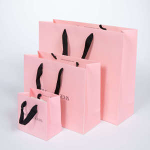 High End Handmade White Cardboard Paper Shopping Bags with Hot Stamping