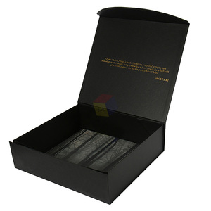Luxury Foldable Rigid Packaging Box Black Ribbon