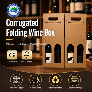 Free Design Custom logo Bottle Red Wine Corrugated Paper Packaging Custom Wine Glass Box
