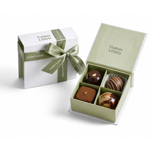 Custom Chocolate Magnetic Gift Box for 4 Piece Truffles Luxury Rigid Packaging