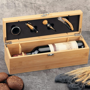 Custom Unfinished Wood Grain Single Bottle Wooden Decorative Wine Box with Lid Great for Wine Accessory Sets