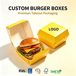 Custom Logo Printed Greaseproof Kraft Paper Burger Box