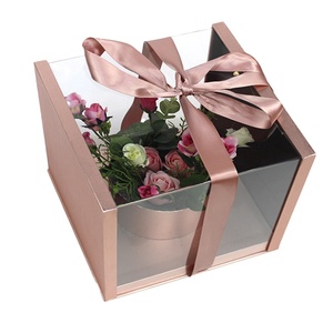 Custom Flower Box Ribbon Closure Window Box
