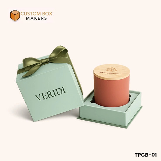 Two-Piece Custom Rigid Candle Boxes with Ribbon Pull