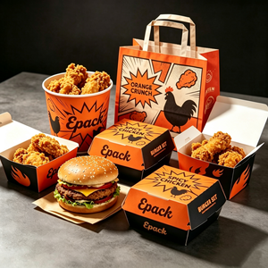 Custom Logo Pattern Disposable Fast Food Take Out Packaging