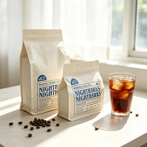 Custom Premium Flat Bottom Bag Coffee Bag With One Way Coffee Valve And Child Resistant Zipper