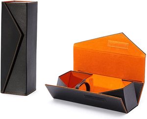 Wholesale Customized Wine Gift Boxes with Collapsible Storage Single PU Leather & Velvet Customized Color & Logo 32.5x9.5x9.5cm