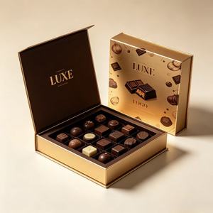 Luxury Gold Recycled Materials Rigid Boxes Eco-Friendly Reusable Magnetic Closure Food-Safe Chocolate Gift Box Bulk Wholesale