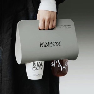 Custom Printed Disposable 2 Cup Carrier Take Away Kraft Cardboard Paper Cafe Cup Holders