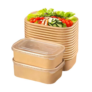 Customizable Logo Biodegradable Kraft Paper Lunch Box Hot Sale Take-Out Packaging